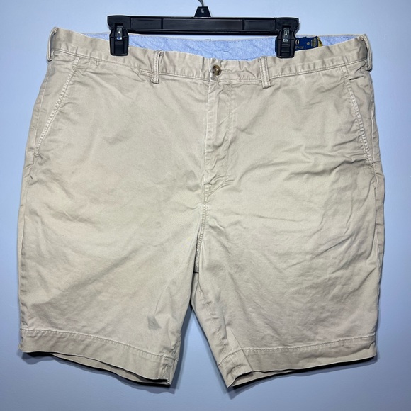 Polo Ralph Lauren Men's Stretch Classic Fit Khaki Flat Front Chino Shorts Sz 40 - Picture 1 of 7